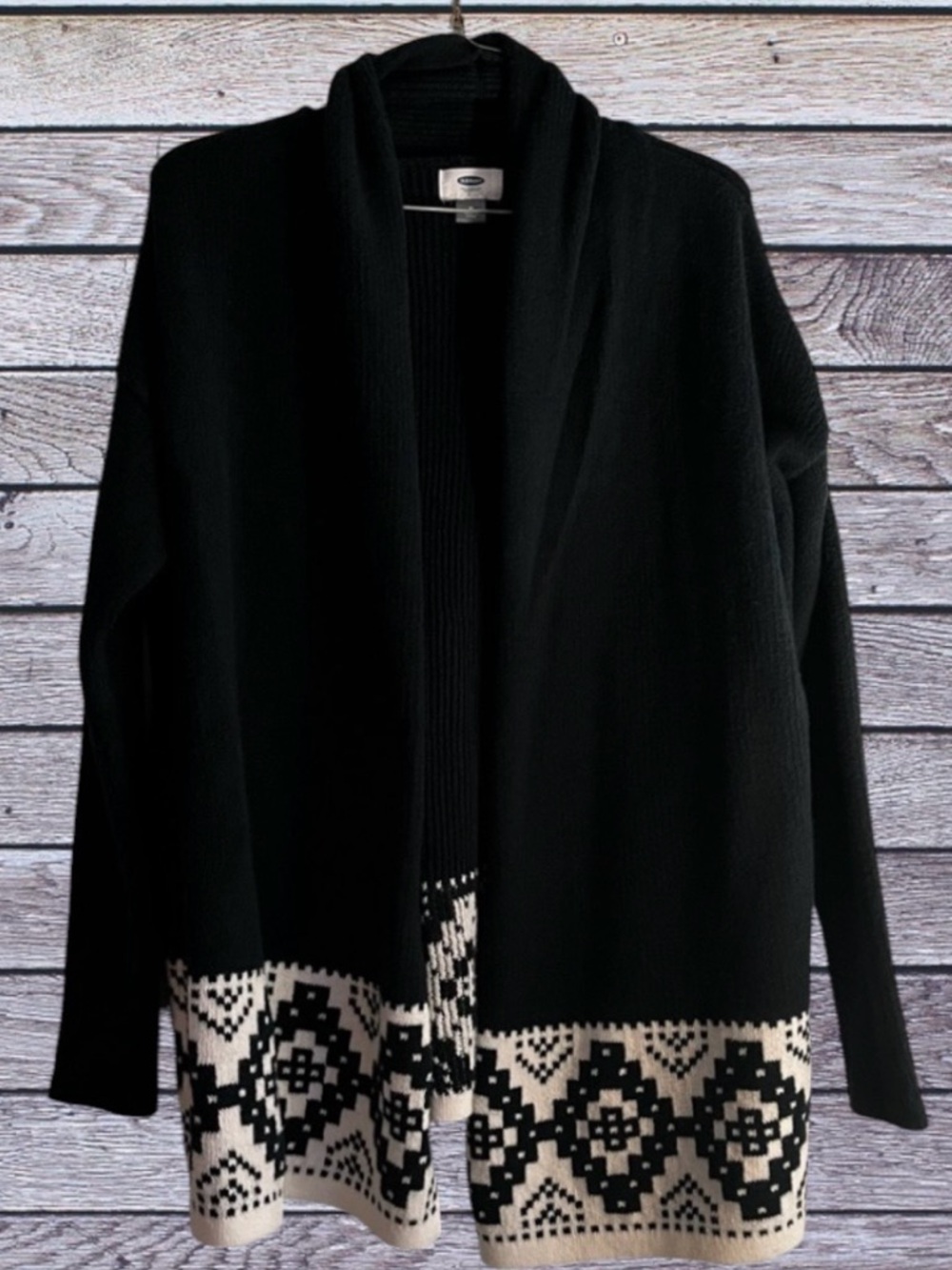 Old Navy dark green and White Women's Cardigan medium